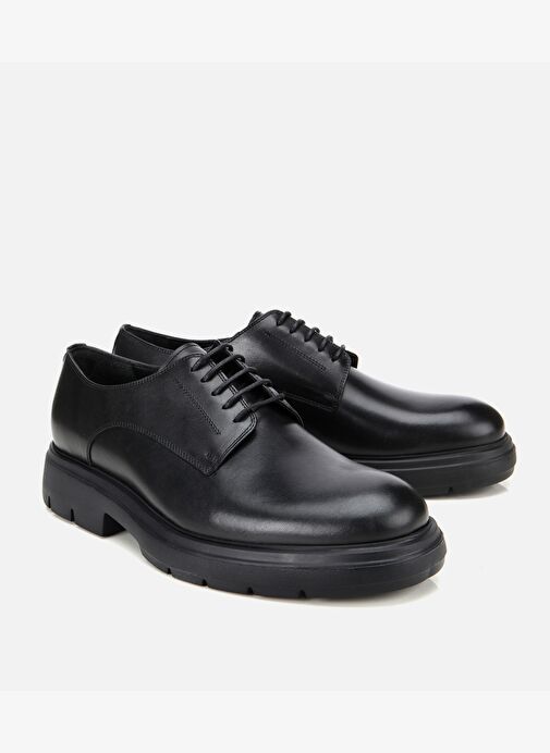 Erkek Deri Siyah Kalın Tabanlı Günlük Ayakkabı 02AYH312170A100 - Görsel 3