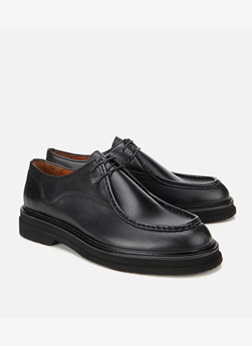 Erkek Deri Siyah Dikiş Burunlu Günlük Ayakkabı 02AYH312180A100 - Görsel 3