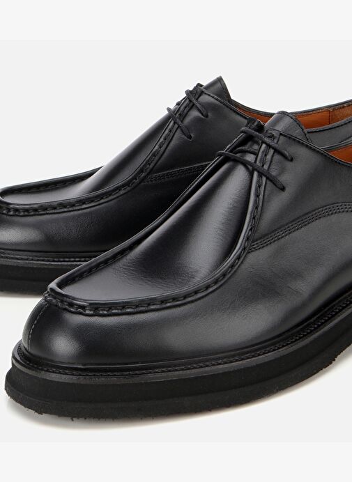 Erkek Deri Siyah Dikiş Burunlu Günlük Ayakkabı 02AYH312180A100 - Görsel 4