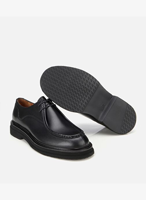 Erkek Deri Siyah Dikiş Burunlu Günlük Ayakkabı 02AYH312180A100 - Görsel 7