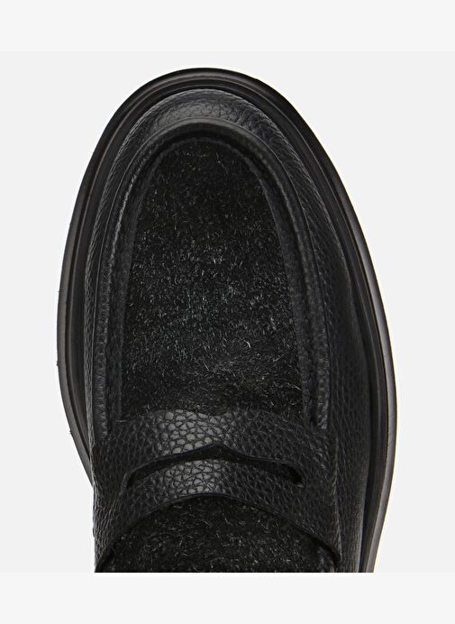 Erkek Deri Siyah Kırçıllı Yüksek Tabanlı Klasik Loafer 02AYH312340A100 - Görsel 6