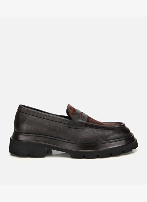 Erkek Deri Kahverengi Kırçıllı Yüksek Tabanlı Klasik Loafer 02AYH312340A480 - Görsel 2