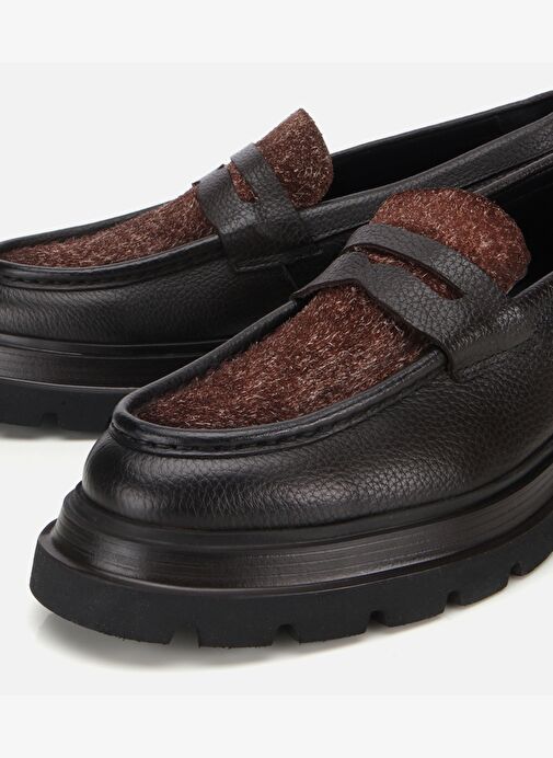 Erkek Deri Kahverengi Kırçıllı Yüksek Tabanlı Klasik Loafer 02AYH312340A480 - Görsel 4