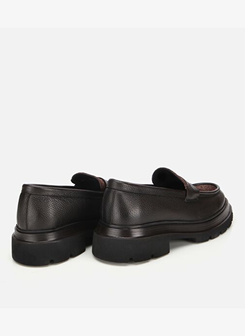 Erkek Deri Kahverengi Kırçıllı Yüksek Tabanlı Klasik Loafer 02AYH312340A480 - Görsel 5