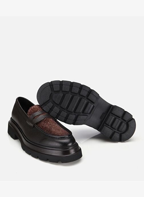Erkek Deri Kahverengi Kırçıllı Yüksek Tabanlı Klasik Loafer 02AYH312340A480 - Görsel 7