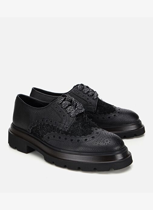 Erkek Deri Siyah Kırçıllı Yüksek Tabanlı Günlük Ayakkabı 02AYH312350A100 - Görsel 3