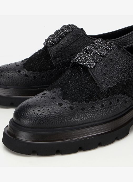 Erkek Deri Siyah Kırçıllı Yüksek Tabanlı Günlük Ayakkabı 02AYH312350A100 - Görsel 4