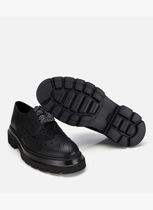 Erkek Deri Siyah Kırçıllı Yüksek Tabanlı Günlük Ayakkabı 02AYH312350A100 - Görsel 7