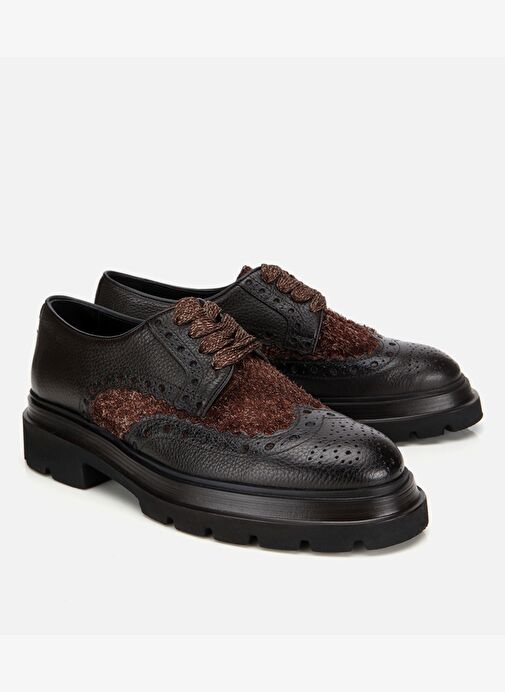 Erkek Deri Kahverengi Kırçıllı Yüksek Tabanlı Günlük Ayakkabı 02AYH312350A480 - Görsel 3