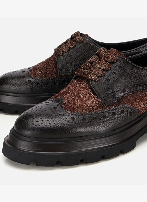 Erkek Deri Kahverengi Kırçıllı Yüksek Tabanlı Günlük Ayakkabı 02AYH312350A480 - Görsel 4