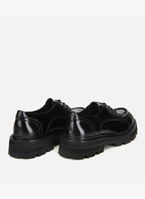 Erkek Rugan Deri Siyah Dikiş Detaylı Kalın Tabanlı Günlük Ayakkabı 02AYH312370A100 - Görsel 5