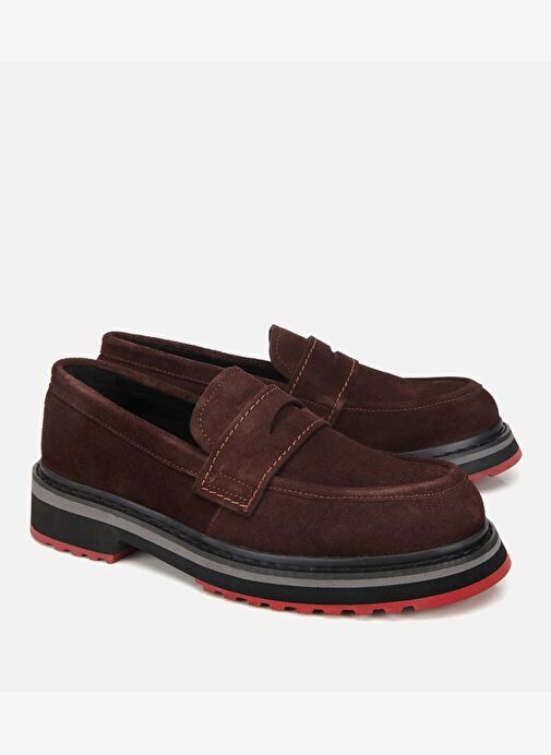 Erkek Süet Deri Kahverengi Hafif Tabanlı Günlük Loafer 02AYH312380A480 - Görsel 3