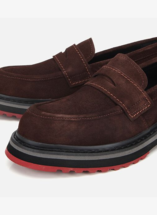 Erkek Süet Deri Kahverengi Hafif Tabanlı Günlük Loafer 02AYH312380A480 - Görsel 4