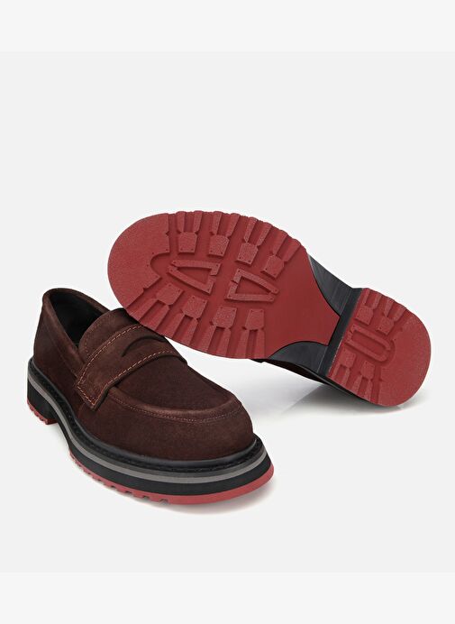 Erkek Süet Deri Kahverengi Hafif Tabanlı Günlük Loafer 02AYH312380A480 - Görsel 7