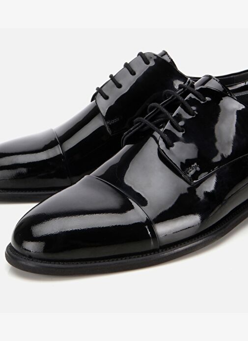 Erkek Rugan Deri Siyah Klasik Ayakkabı 02AYH313790A100 - Görsel 4