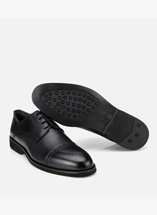 Erkek Deri Siyah İşlemeli Klasik Ayakkabı 02AYH313830A100 - Görsel 5