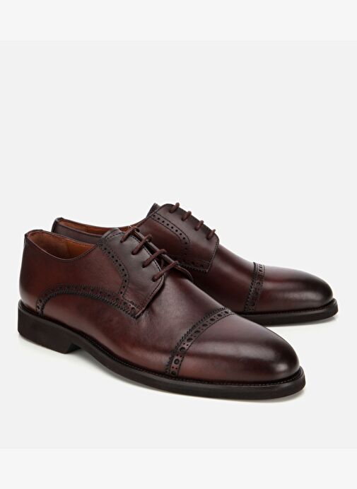 Erkek Deri Kahvrengi İşlemeli Klasik Ayakkabı 02AYH313830A480 - Görsel 3