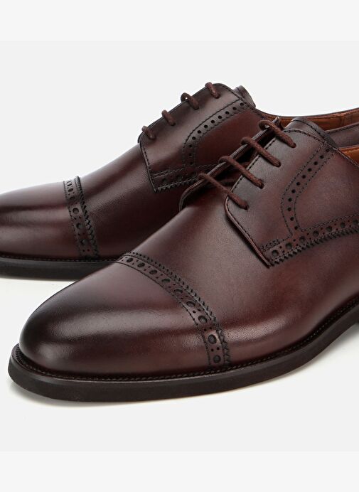 Erkek Deri Kahvrengi İşlemeli Klasik Ayakkabı 02AYH313830A480 - Görsel 4