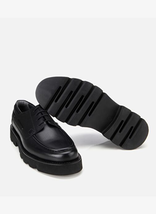 Erkek Deri Siyah Dikiş Burunlu Kalın Tabanlı Günlük Ayakkabı 02AYH313840A100 - Görsel 7