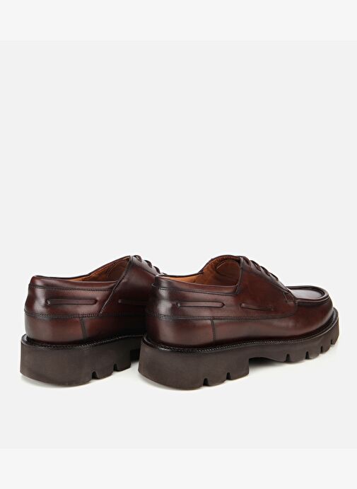 Erkek Deri Kahverengi Dikiş Burunlu Kalın Tabanlı Günlük Ayakkabı 02AYH313840A480 - Görsel 5