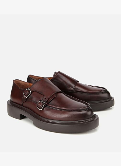 Erkek Deri Kahverengi Metal Tokalı Klasik Loafer 02AYH313870A480 - Görsel 3