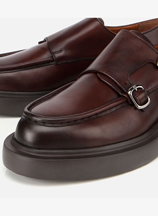 Erkek Deri Kahverengi Metal Tokalı Klasik Loafer 02AYH313870A480 - Görsel 4