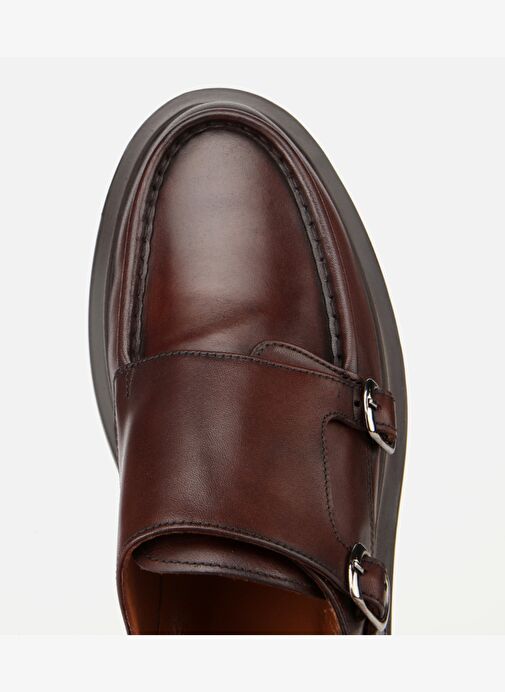 Erkek Deri Kahverengi Metal Tokalı Klasik Loafer 02AYH313870A480 - Görsel 6