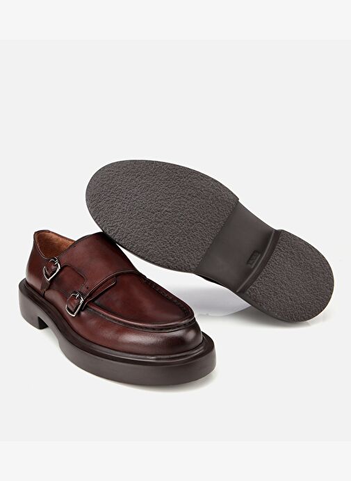 Erkek Deri Kahverengi Metal Tokalı Klasik Loafer 02AYH313870A480 - Görsel 7