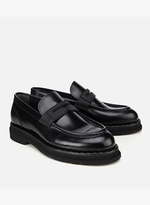 Erkek Açma Deri Siyah Kalın Tabanlı Klasik Loafer 02AYH313900A100 - Görsel 3
