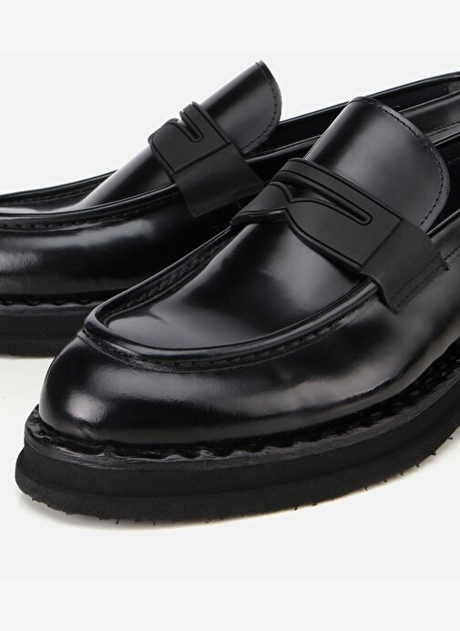 Erkek Açma Deri Siyah Kalın Tabanlı Klasik Loafer 02AYH313900A100 - Görsel 4
