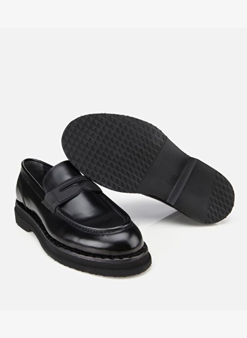 Erkek Açma Deri Siyah Kalın Tabanlı Klasik Loafer 02AYH313900A100 - Görsel 7