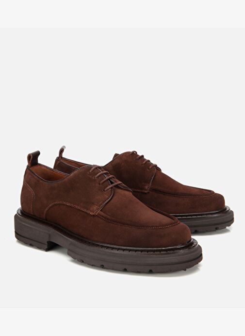 Erkek Süet Deri Kahverengi Kalın Tabanlı Günlük Ayakkabı 02AYH313920A480 - Görsel 3