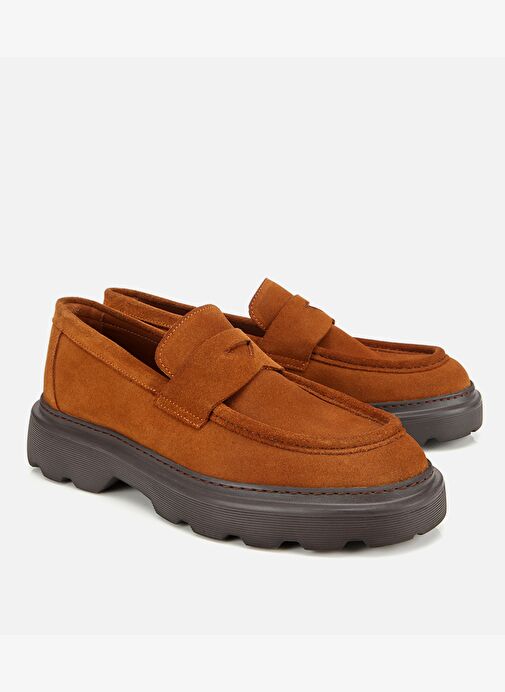 Erkek Süet Deri Taba Kalın Tabanlı Günlük Loafer 02AYH313930A370 - Görsel 3