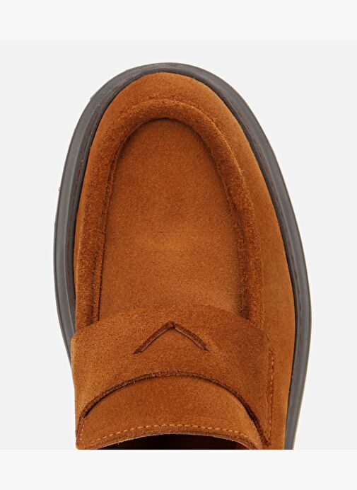 Erkek Süet Deri Taba Kalın Tabanlı Günlük Loafer 02AYH313930A370 - Görsel 6