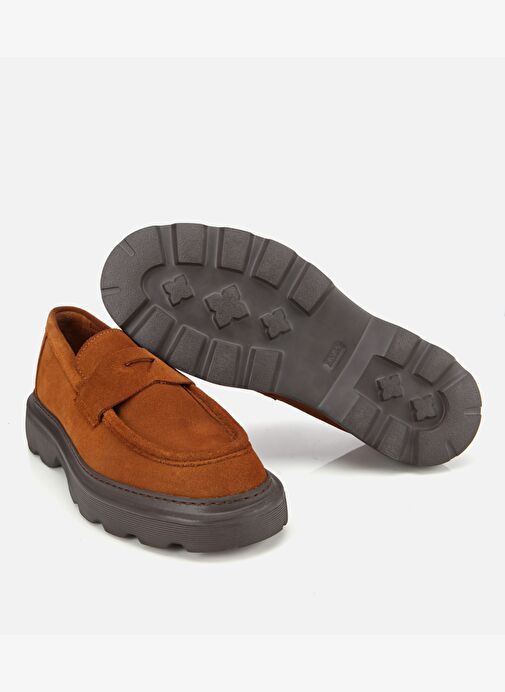 Erkek Süet Deri Taba Kalın Tabanlı Günlük Loafer 02AYH313930A370 - Görsel 7