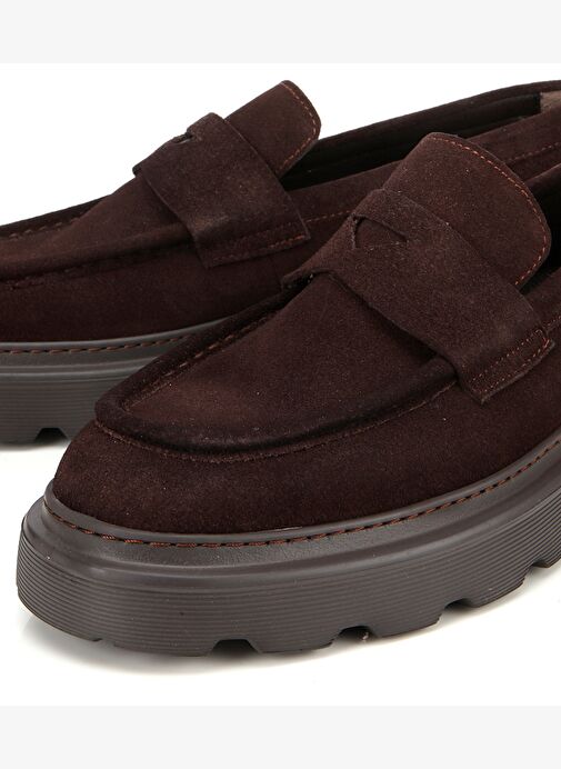 Erkek Süet Deri Kahverengi Kalın Tabanlı Günlük Loafer 02AYH313930A480 - Görsel 4