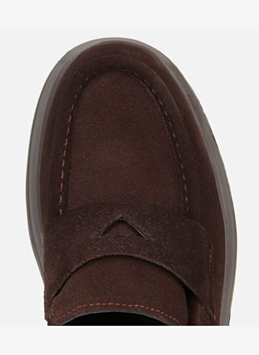 Erkek Süet Deri Kahverengi Kalın Tabanlı Günlük Loafer 02AYH313930A480 - Görsel 6