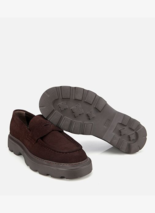 Erkek Süet Deri Kahverengi Kalın Tabanlı Günlük Loafer 02AYH313930A480 - Görsel 7