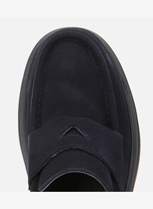 Erkek Süet Deri Lacivert Yumuşak Dokulu Kalın Tabanlı Günlük Loafer 02AYH313930A680 - Görsel 6
