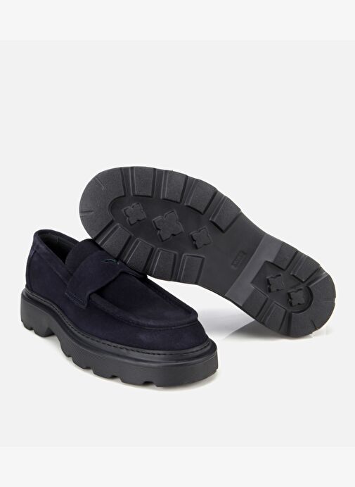 Erkek Süet Deri Lacivert Yumuşak Dokulu Kalın Tabanlı Günlük Loafer 02AYH313930A680 - Görsel 7