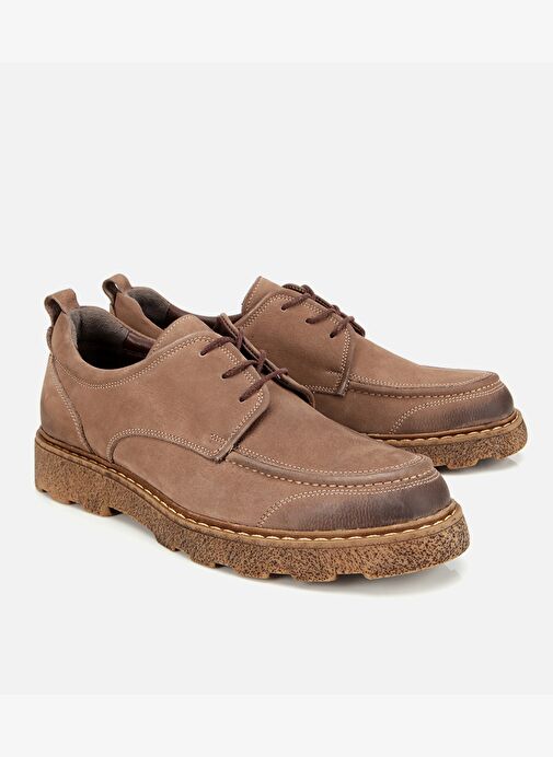 Erkek Nubuk Deri Bej Kalın Tabanlı Günlük Ayakkabı 02AYH313960A300 - Görsel 3