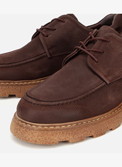 Erkek Nubuk Deri Kahverengi Kalın Tabanlı Günlük Ayakkabı 02AYH313960A480 - Görsel 4