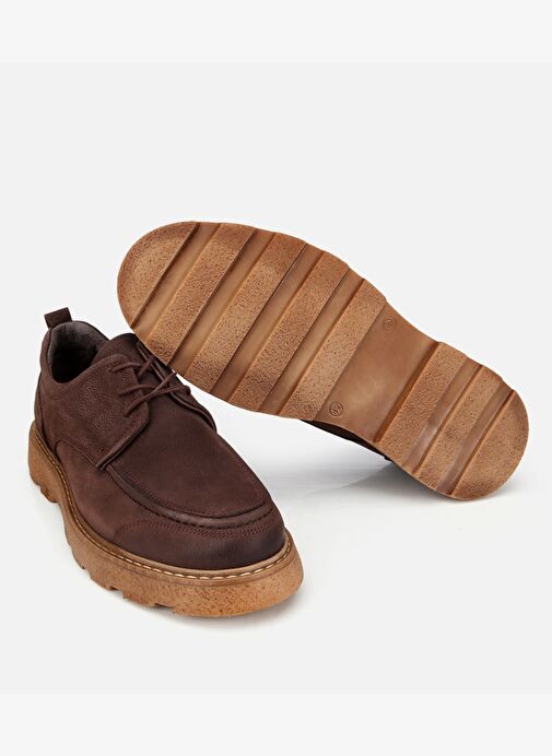 Erkek Nubuk Deri Kahverengi Kalın Tabanlı Günlük Ayakkabı 02AYH313960A480 - Görsel 7