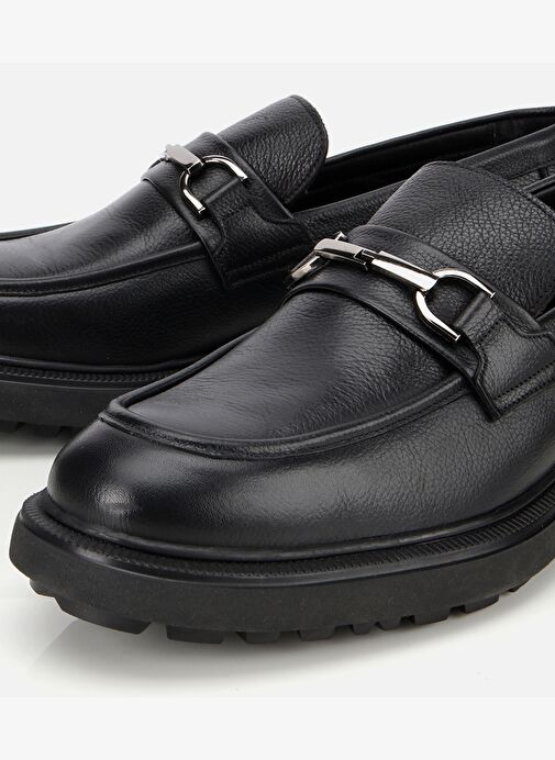 Erkek Deri Siyah Tokalı Günlük Loafer 02AYH314000A100 - Görsel 4