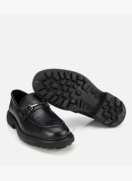 Erkek Deri Siyah Tokalı Günlük Loafer 02AYH314000A100 - Görsel 7