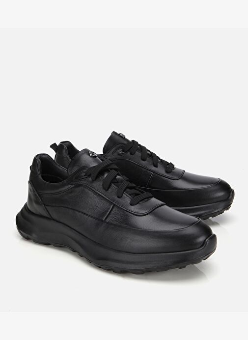 Erkek Deri Siyah Yumuşak Dokulu Yüksek Tabanlı Spor Ayakkabı 02AYH314020A100 - Görsel 3