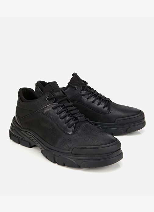 Erkek Nubuk Deri Siyah Comfort Spor Ayakkabı 02AYH314040A100 - Görsel 3