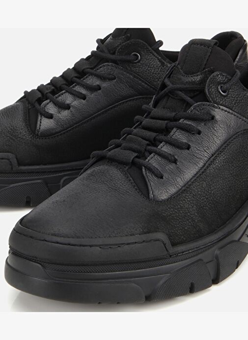 Erkek Nubuk Deri Siyah Comfort Spor Ayakkabı 02AYH314040A100 - Görsel 4