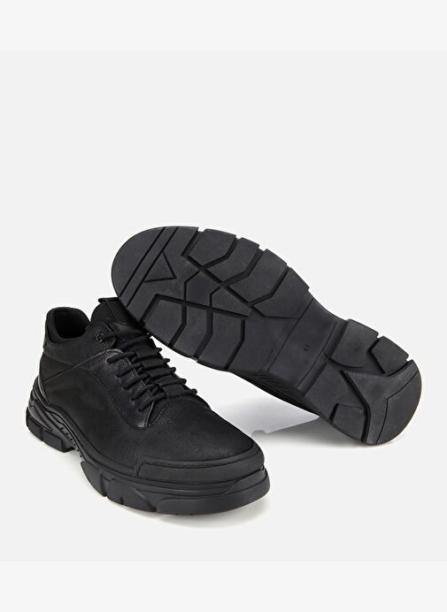 Erkek Nubuk Deri Siyah Comfort Spor Ayakkabı 02AYH314040A100 - Görsel 7