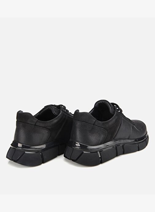 Erkek Nubuk Deri Siyah Kalın Tabanlı Spor Ayakkabı 02AYH314050A100 - Görsel 5